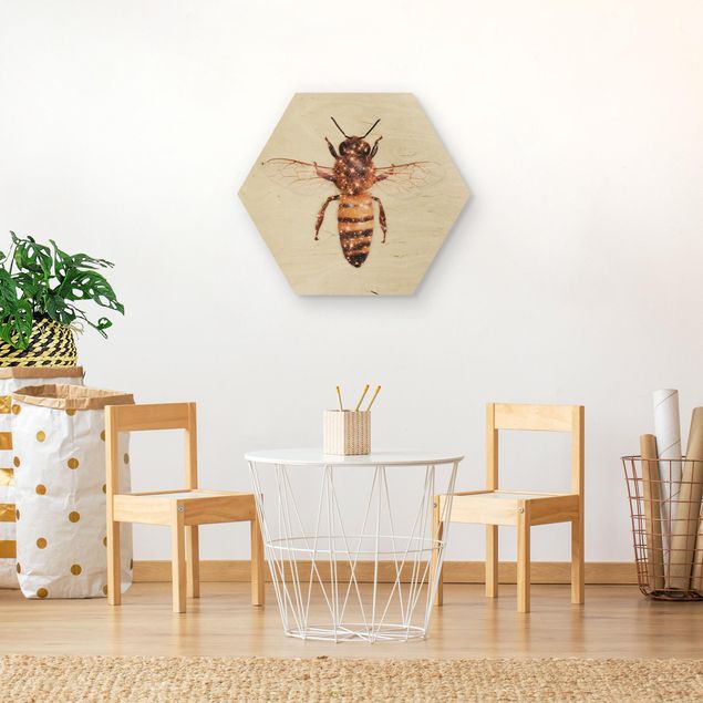 Wanddeko draußen Biene mit Glitzer