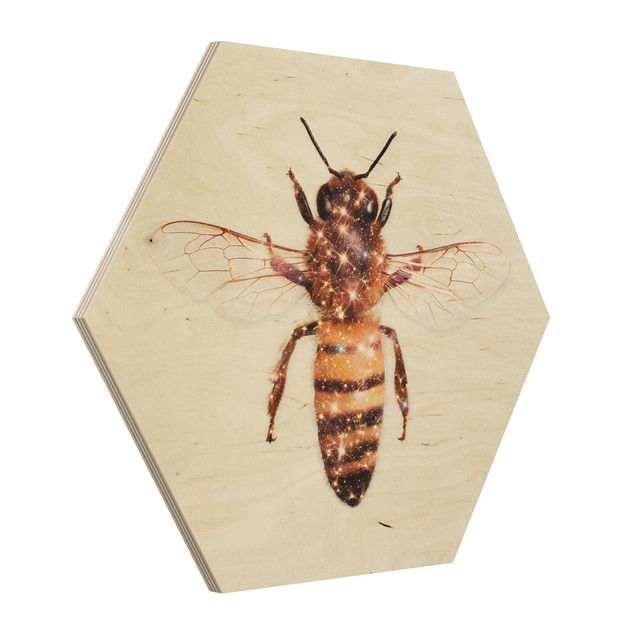Wohndeko Fotomontage Biene mit Glitzer