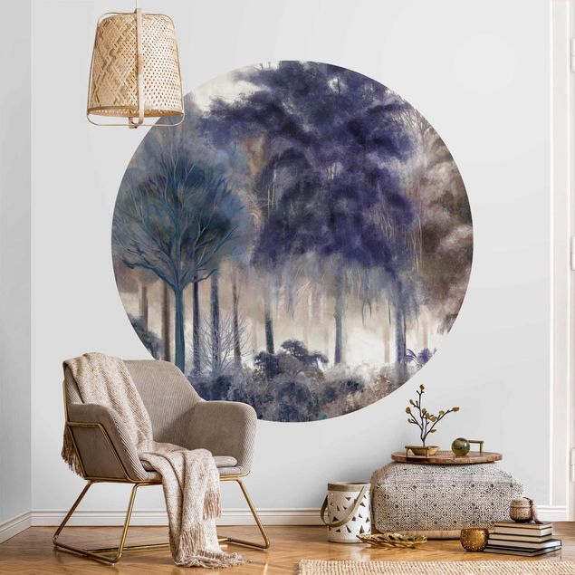 Wanddeko Wohnzimmer Blaue Wald Malerei