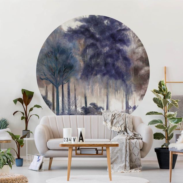 Wanddeko Schlafzimmer Blaue Wald Malerei