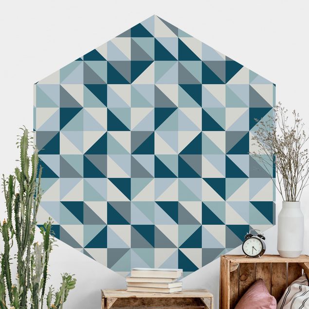 Wanddeko blau Blaues Dreieck Muster