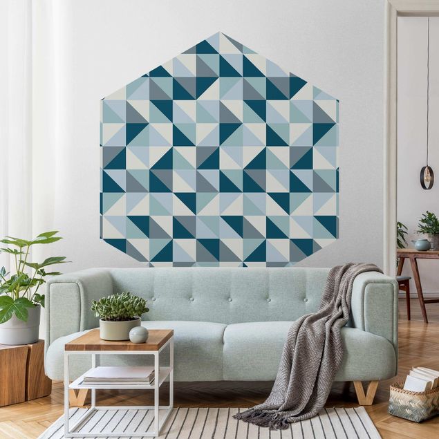 Wanddeko Schlafzimmer Blaues Dreieck Muster