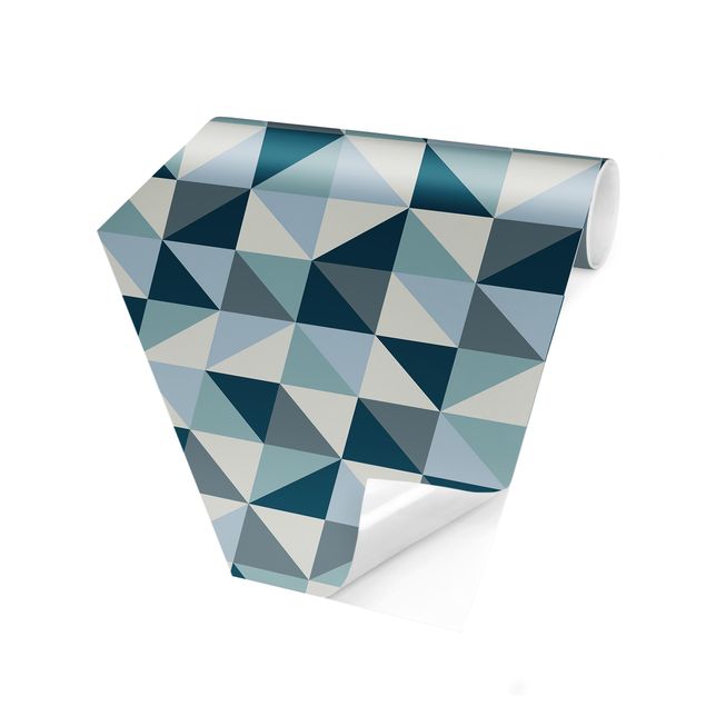 Wanddeko Esszimmer Blaues Dreieck Muster