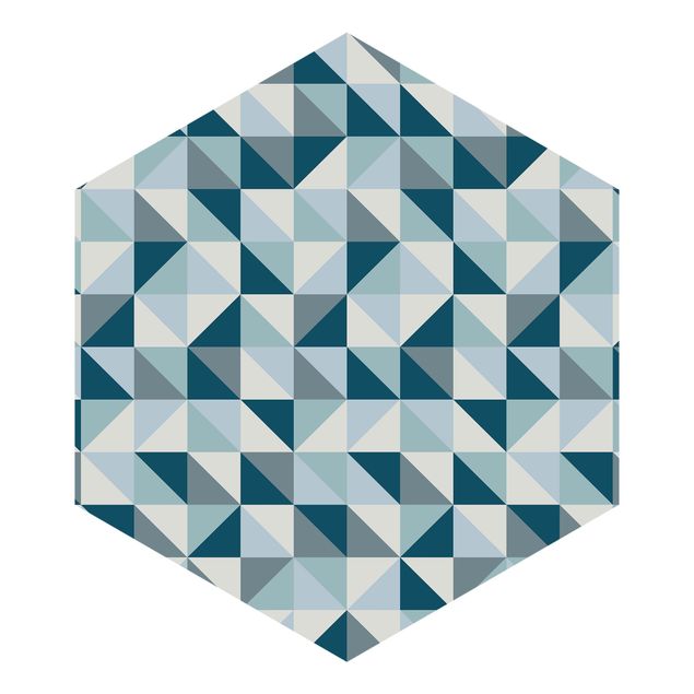 Wanddeko Büro Blaues Dreieck Muster