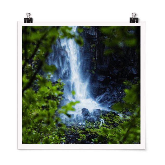 Wanddeko grün Blick zum Wasserfall