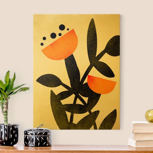 Wanddeko Büro Blüten in Orange