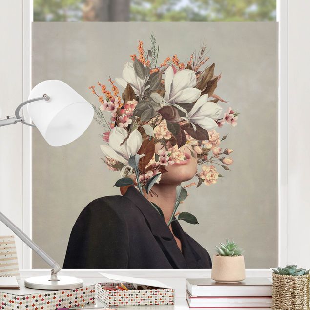 Wanddeko Schlafzimmer Blumen Porträt - Beige Magnolien