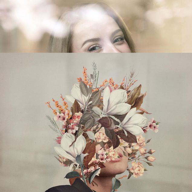 Wanddeko Esszimmer Blumen Porträt - Beige Magnolien