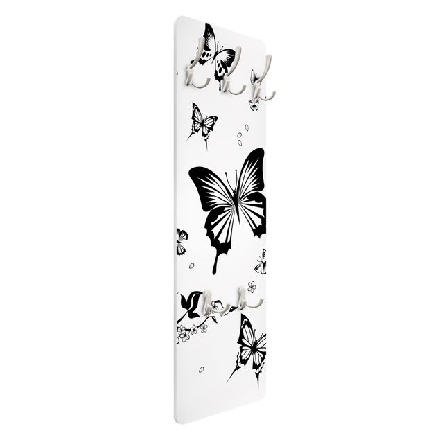 Deko Schwarz & Weiß Blumen und Schmetterlinge