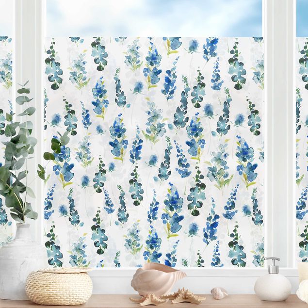Wanddeko Schlafzimmer Blumenpracht in Blau