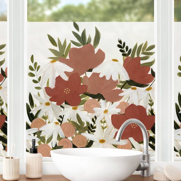 Wanddeko Schlafzimmer Blumenvielfalt in Rosa und Weiß I