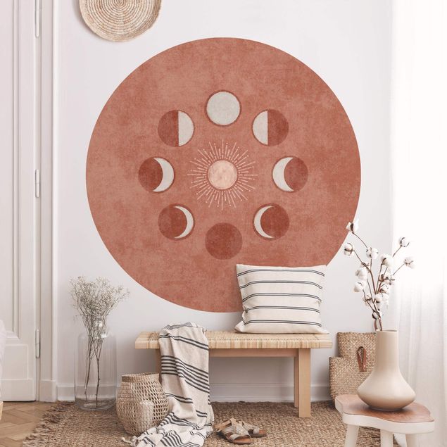 Wanddeko Schlafzimmer Boho Mondphasen mit Sonne