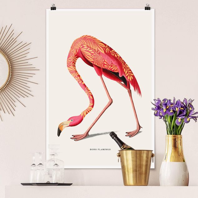 Wanddeko Schlafzimmer Boho Vogel - Flamingo