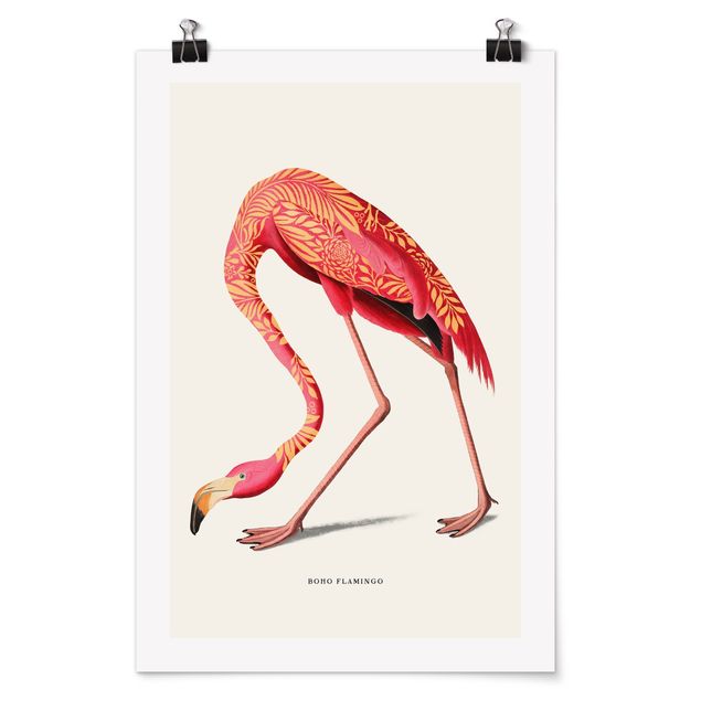 Wanddeko über Sofa Boho Vogel - Flamingo