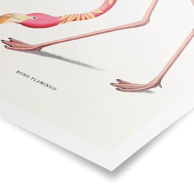 Wanddeko über Bett Boho Vogel - Flamingo