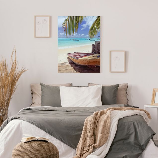 Wanddeko Wohnzimmer Boot unter Palmen