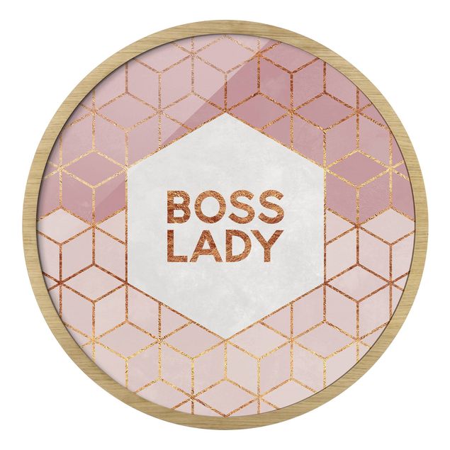Wanddeko über Sofa Boss Lady Sechsecke Rosa
