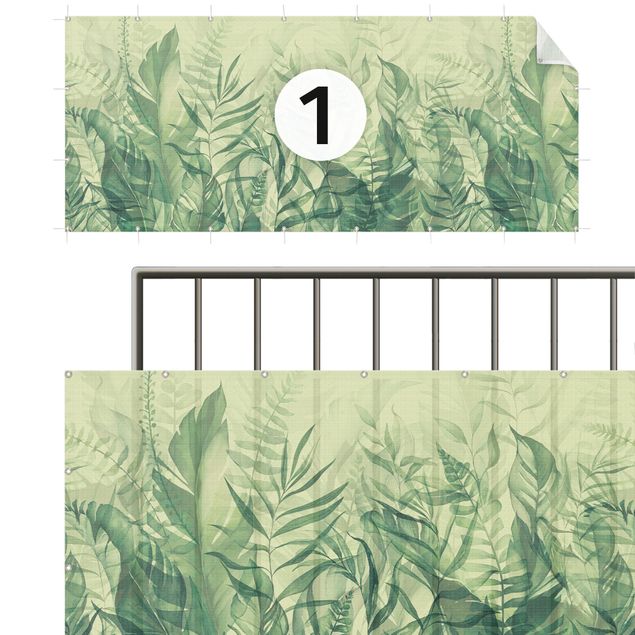 Sichtschutz Balkon Kunststoff Botanik - Tropische Blätter Gelbgrün