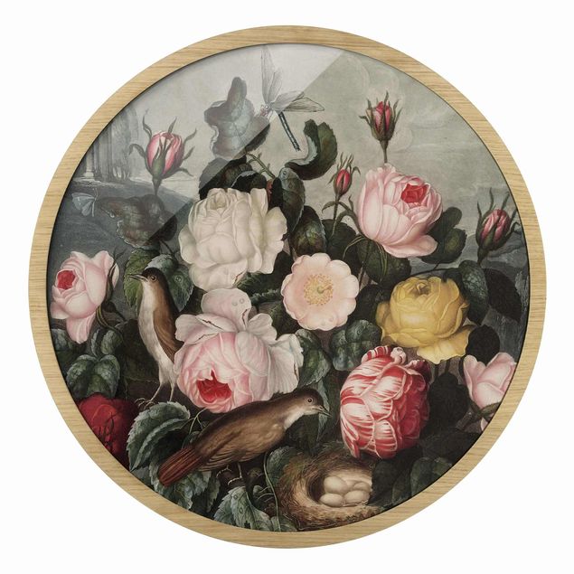 Wohndeko Rose Botanik Vintage Illustration Rosen
