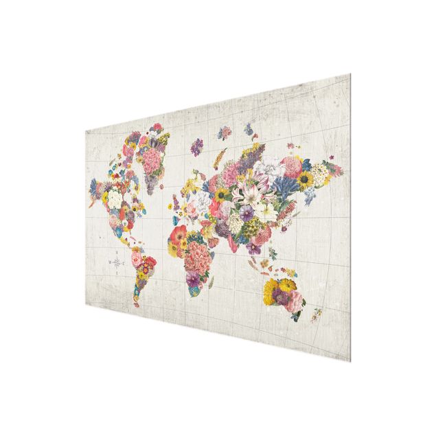 Wanddeko Weltkarte Botanische Weltkarte