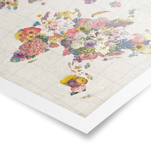 Wanddeko Praxis Botanische Weltkarte