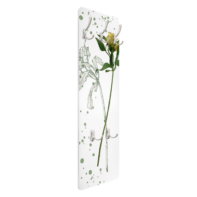 Wanddeko weiß Botanisches Aquarell - Lilie
