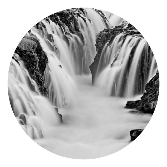 Wanddeko Esszimmer Brúarfoss Wasserfall in Island Schwarz-Weiß