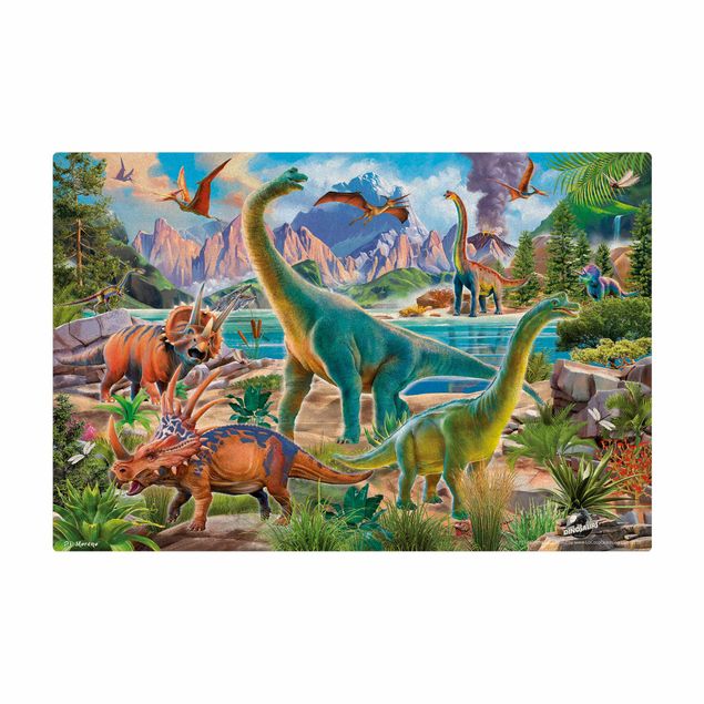 Wanddeko Illustration Brachiosaurus und Tricaterops