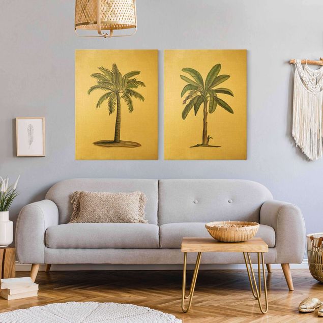 Wanddeko Wohnzimmer Britische Palmen Set
