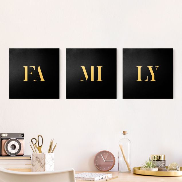 Wanddeko Wohnzimmer Buchstaben FAMILY Weiß Set I