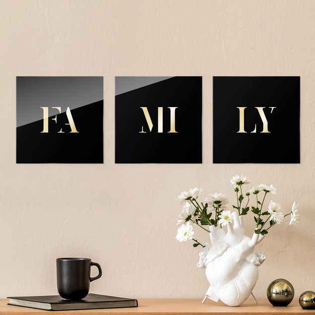 Wanddeko Büro Buchstaben FAMILY Weiß Set I