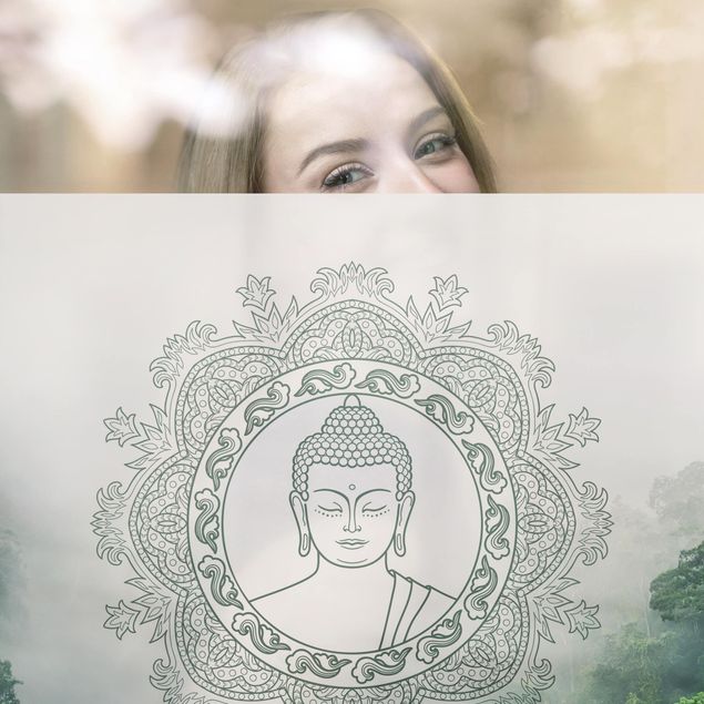 Wanddeko Praxis Buddha Mandala im Nebel