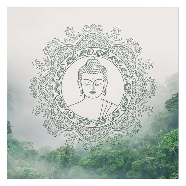 Wohndeko Asia Buddha Mandala im Nebel