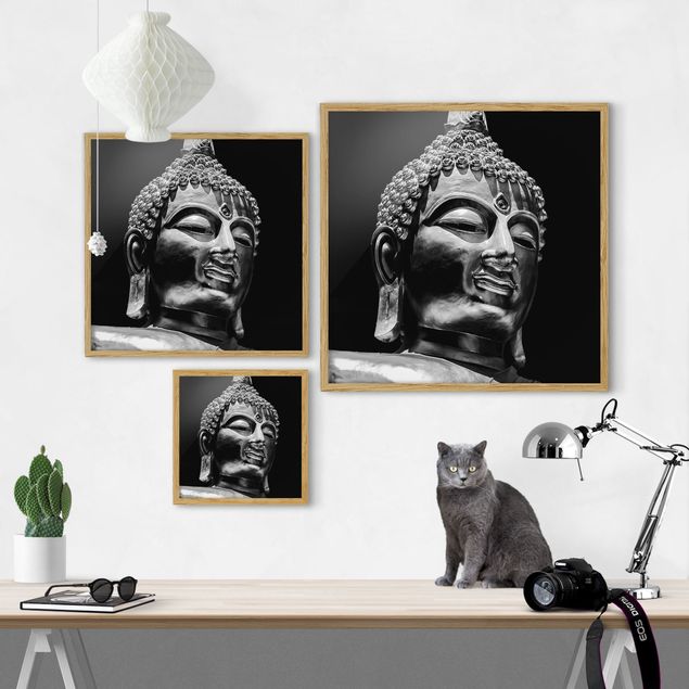 Wanddeko über Bett Buddha Statue Gesicht