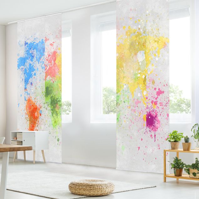 Wanddeko Wohnzimmer Bunte Farbspritzer Weltkarte