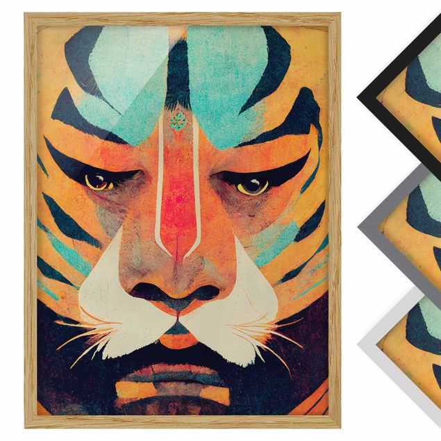 Wanddeko Praxis Bunte Tiger Illustration