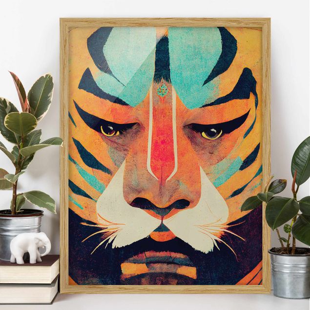 Wanddeko bunt Bunte Tiger Illustration