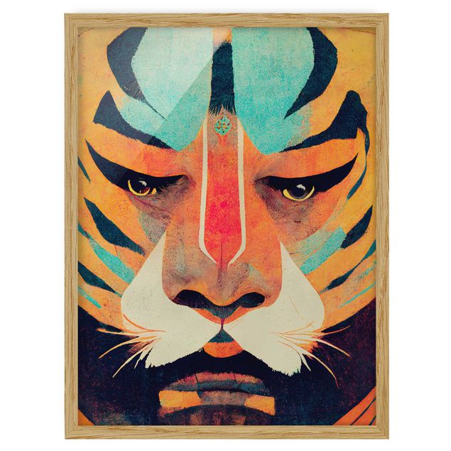 Wanddeko Jugendzimmer Bunte Tiger Illustration