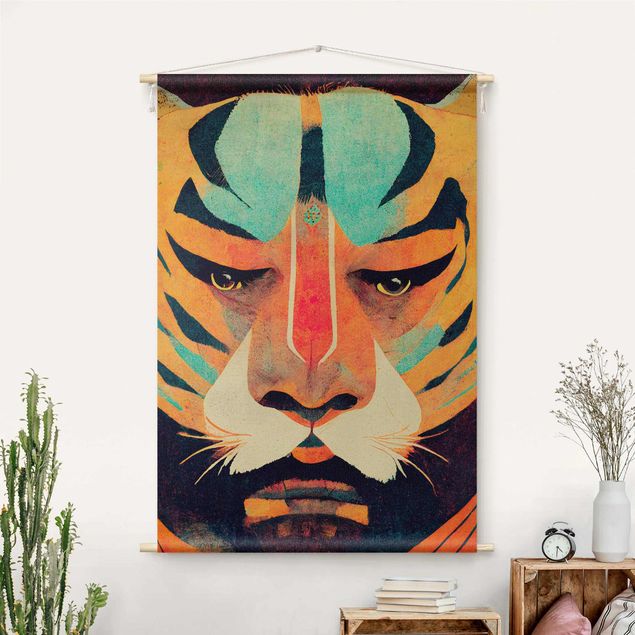 Wanddeko bunt Bunte Tiger Illustration