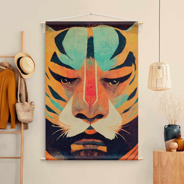 Wanddeko Schlafzimmer Bunte Tiger Illustration