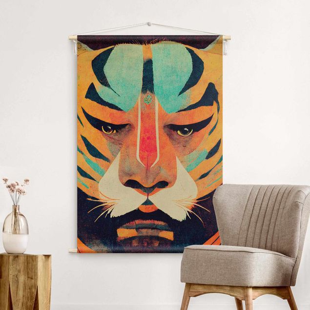 Wanddeko Flur Bunte Tiger Illustration