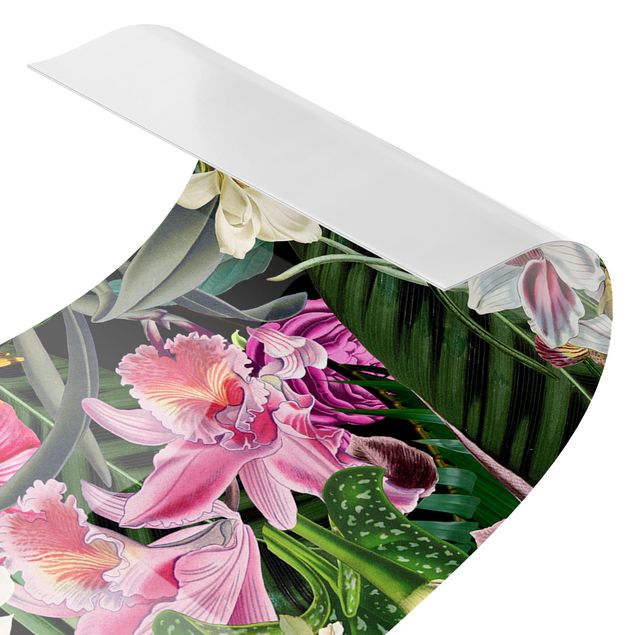 Küchenrückwand Folie Blumen Bunte tropische Blumen Collage II