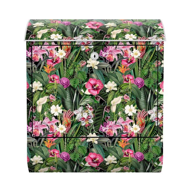 Deko Blumen Bunte tropische Blumen Collage