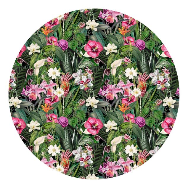 Wanddeko Flur Bunte tropische Blumen Collage
