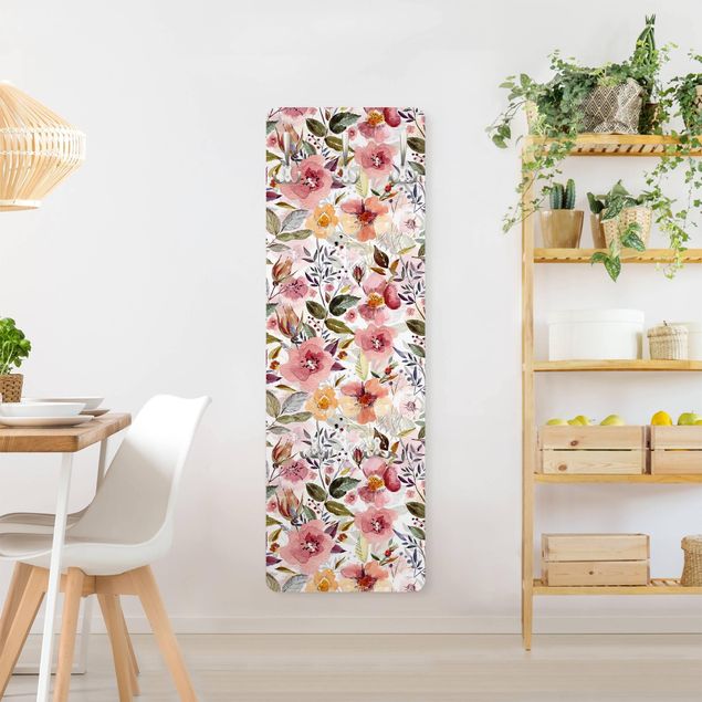 Wanddeko Büro Bunter Blumenmix mit Aquarell