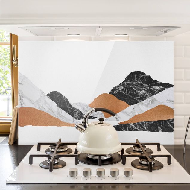 Küche Dekoration Landschaft in Marmor und Kupfer II