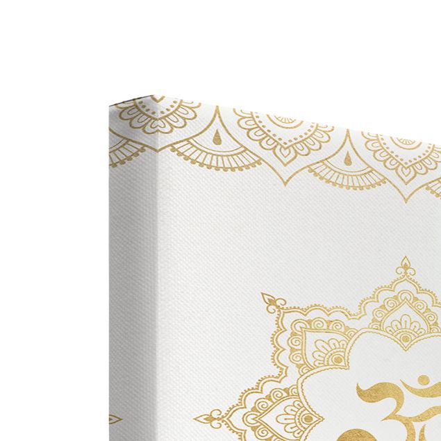 Wanddeko Treppenhaus Hamsa Hand Lotus OM Illustration Set gold