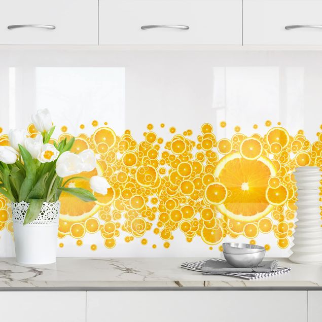Wanddeko Küche Retro Orange Pattern