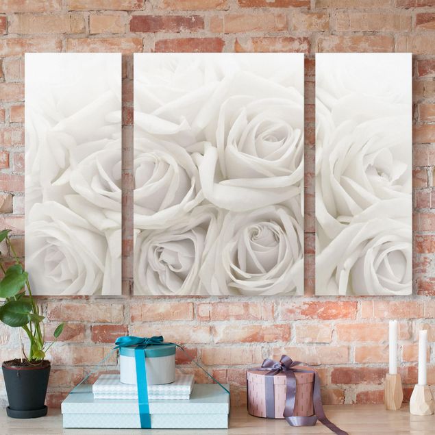Wanddeko Wohnzimmer Weiße Rosen