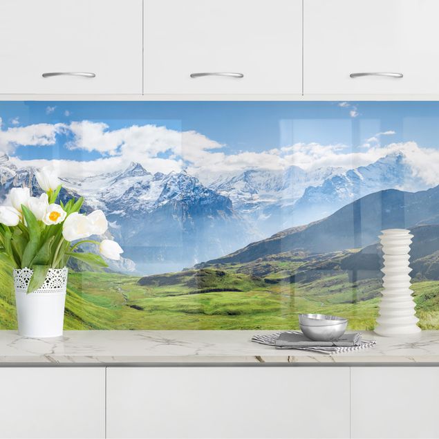 Wanddeko Küche Schweizer Alpenpanorama